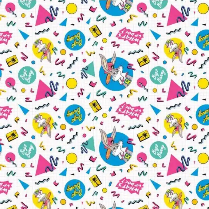 Kracherpreis Baumwollstoff Bugs Bunny 80er bunt