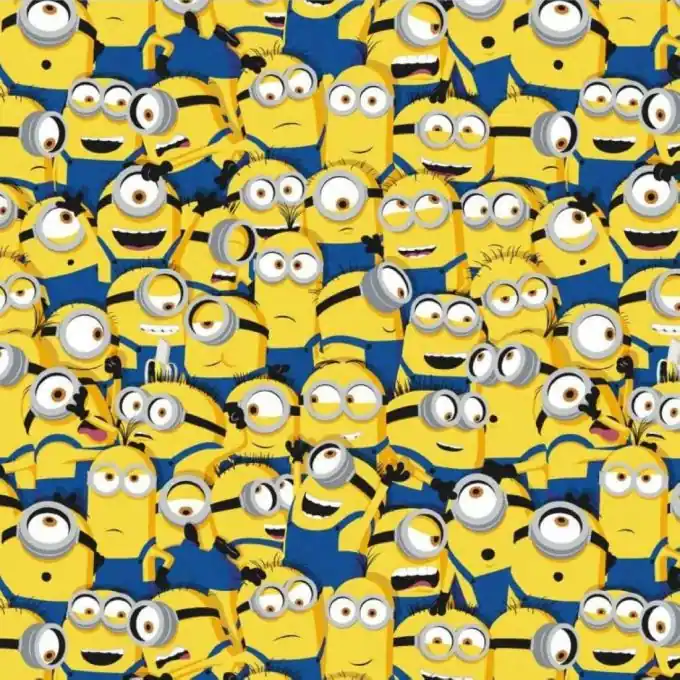 Wochenendangebot Baumwollstoff Minions Nahaufnahme gelb