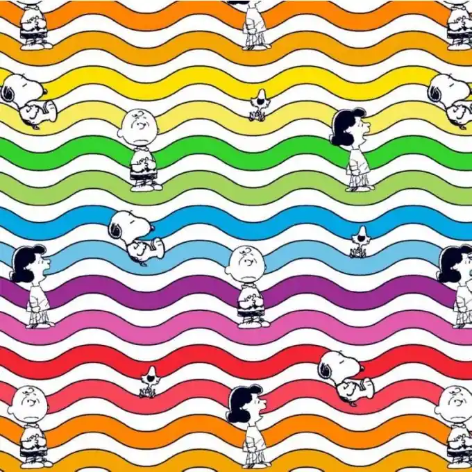 Schneller Versand Baumwollstoff Snoopy Wellen bunt