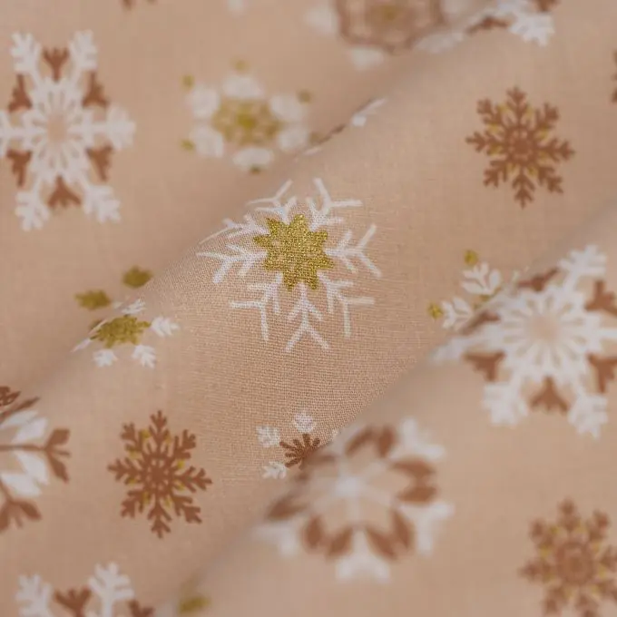 Abverkauf Baumwollstoff Weihnachten Schneeflocken gold rosa