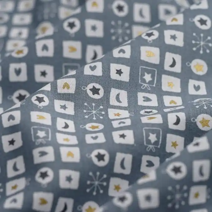 Günstig Cretonne-Stoff Geschenke Sterne grau