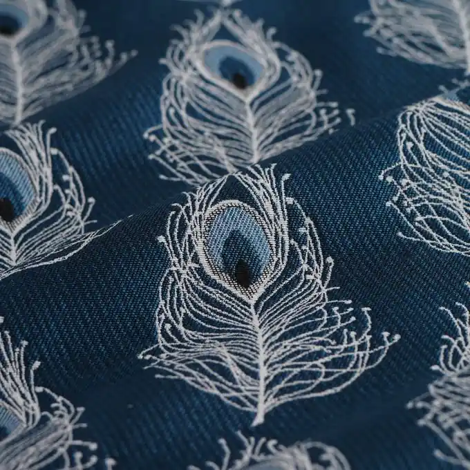 Sonderaktion Jacquard-Stoff Pfauenfeder blau