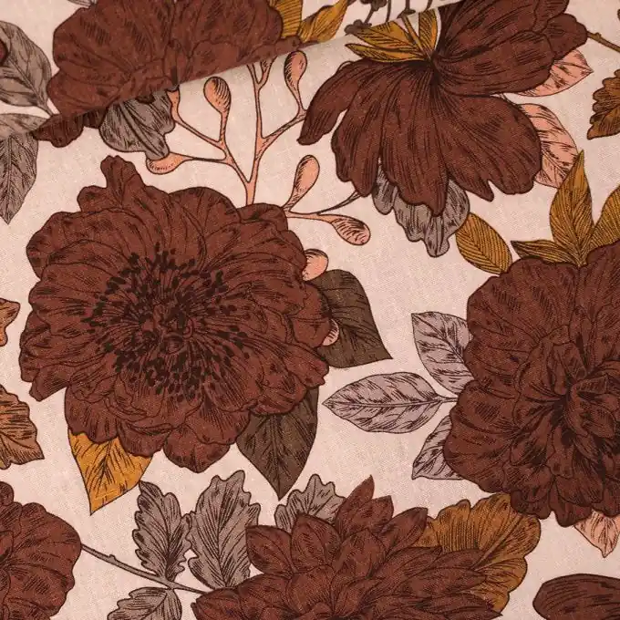 Gleich Bestellen Leinen-Viskose-Stoff „Peonies“ 140cm Ecru Rosé Margeriten – See You At Six
