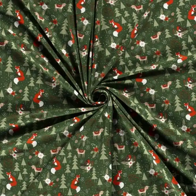 Baumwolljersey weihnachtlicher Wald grün Original