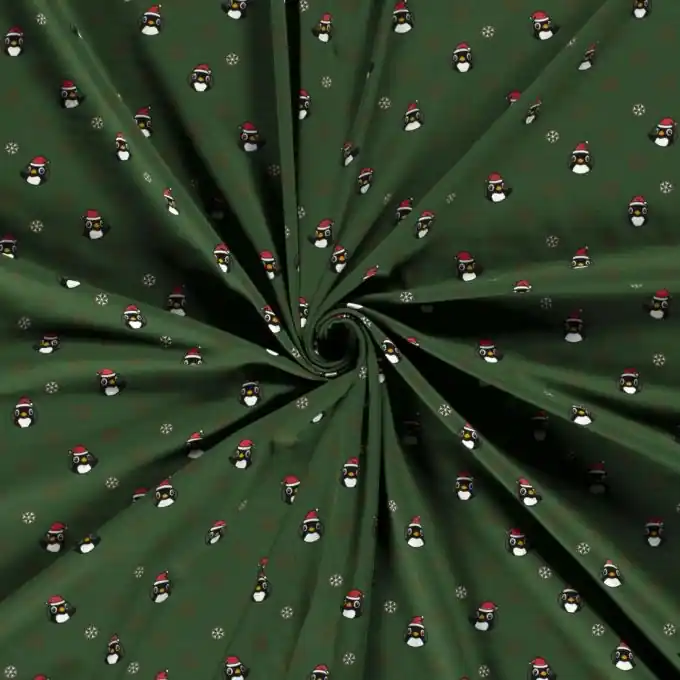 Baumwolljersey Weihnachten Pinguin grün Top-Seller