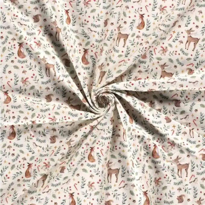 Heute Kaufen French Terry Tiere im Winter écru