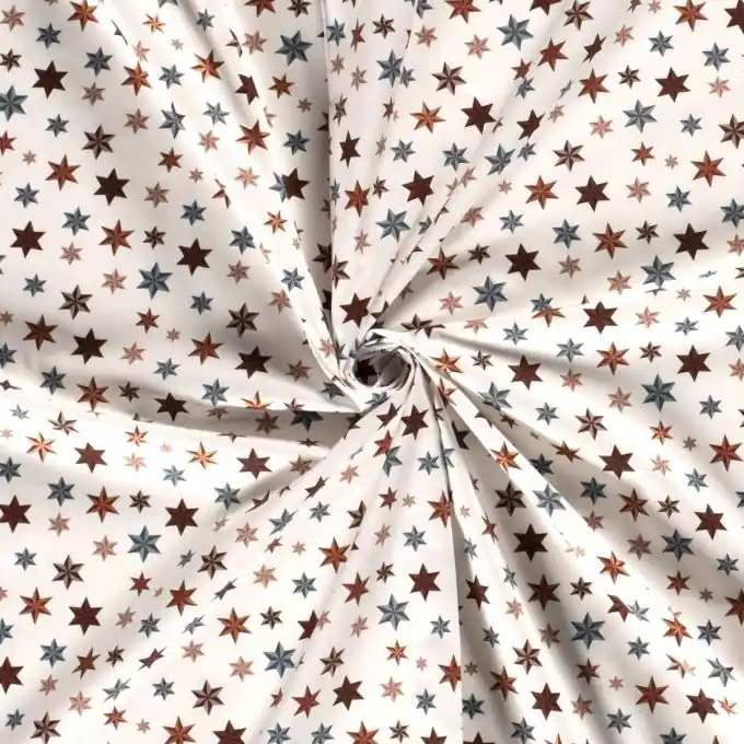 Dicker Baumwollstoff Origami-Sterne kupfer ecru Knallerangebot