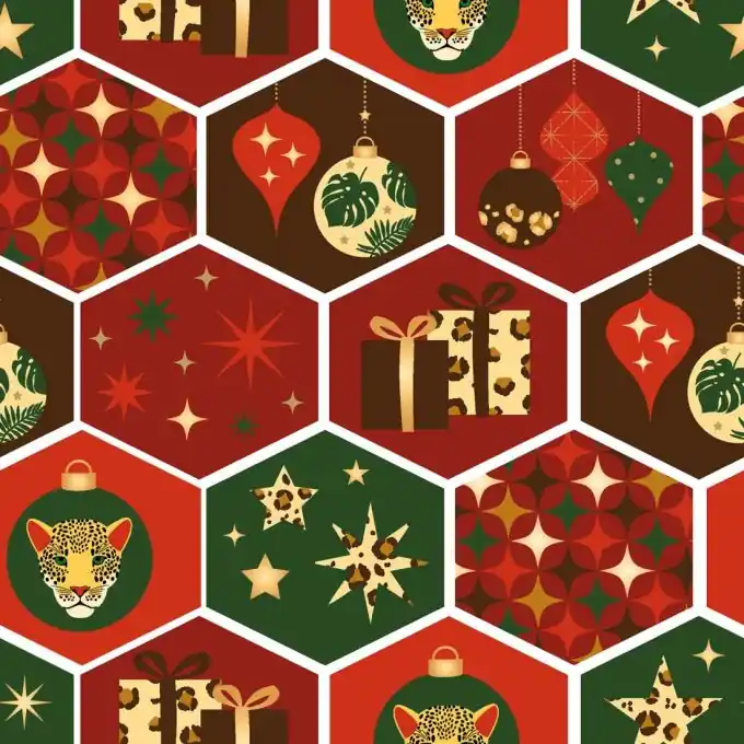 Dicker Baumwollstoff exotisches Weihnachten gold rot Neu Im Sortiment