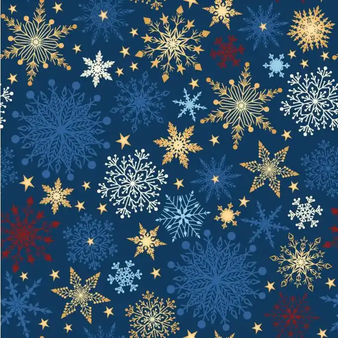 Dicker Baumwollstoff Weihnachtssterne gold blau Hochwertig