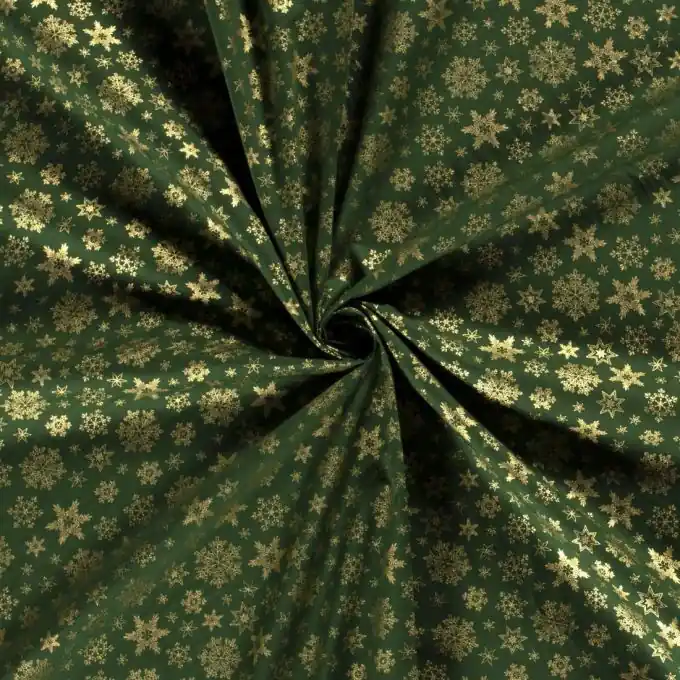 Wochenendangebot Dicker Baumwollstoff Weihnachtssterne gold grün
