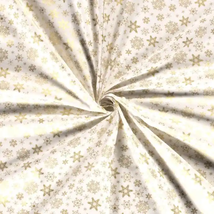 Dicker Baumwollstoff Weihnachtssterne gold écru Neu Im Sortiment