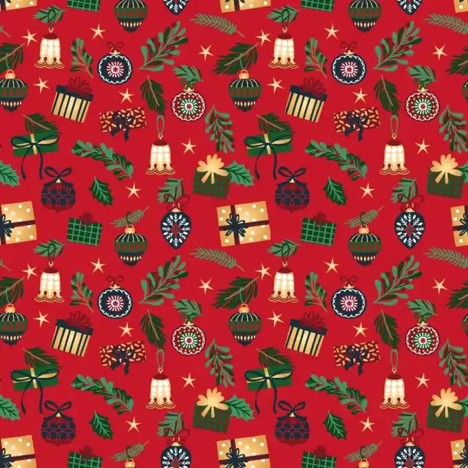 Dicker Baumwollstoff Weihnachtsgeschenke gold rot Schneller Versand