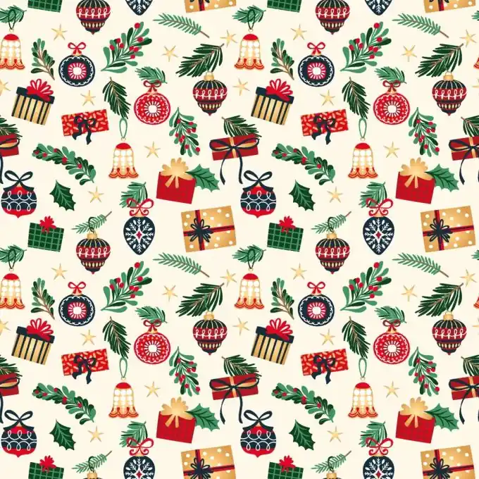 Dicker Baumwollstoff Weihnachtsgeschenke gold écru Zertifiziert