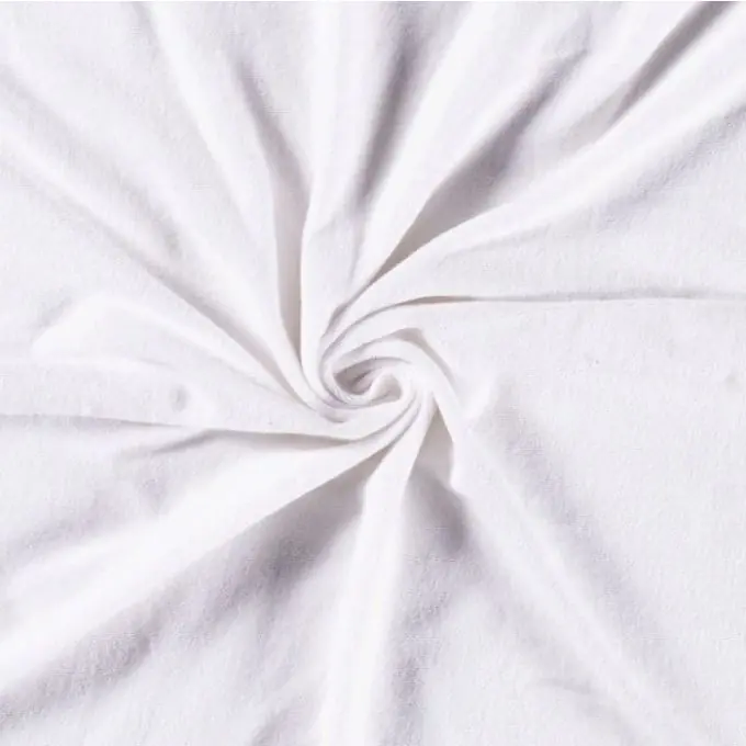 Baumwollstretch-Frotteestoff in einfarbigem Weiß Angebot