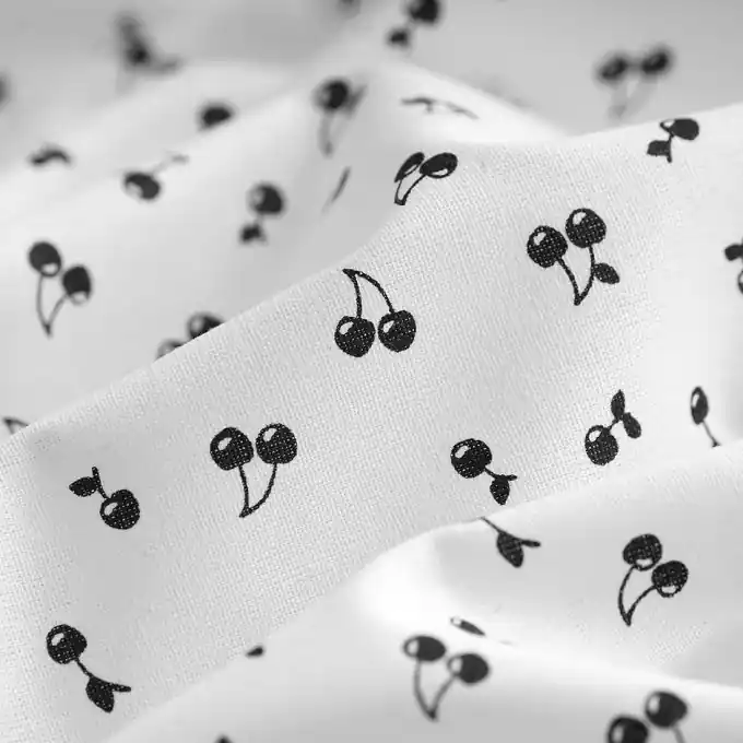 Top-Qualität Baumwollstoff Cherry Schwarz/Weiß