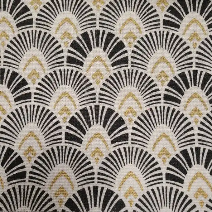 Stoff Jute/Baumwolle ecru Palmen gold schwarz Preisknaller