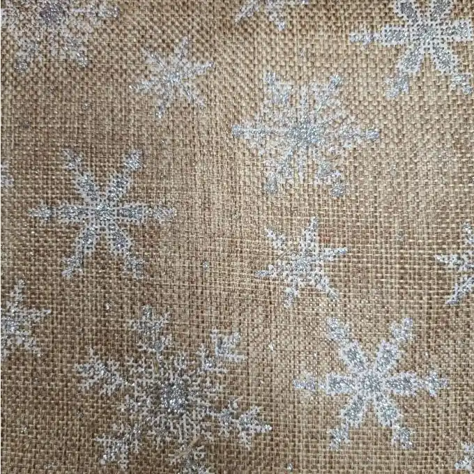 Ab Werk Stoff Juteoptik Flocken weiß silbern