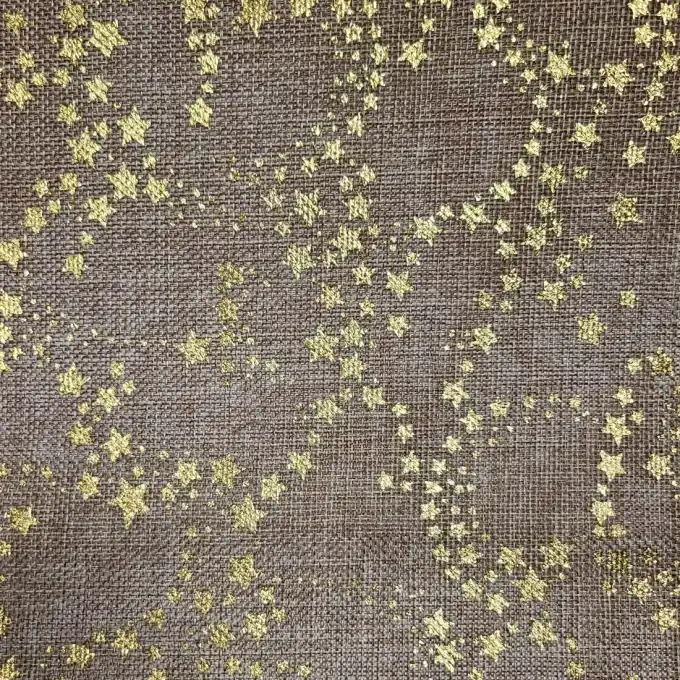 Stoff Juteoptik Sterneregen gold Weltweiter Versand