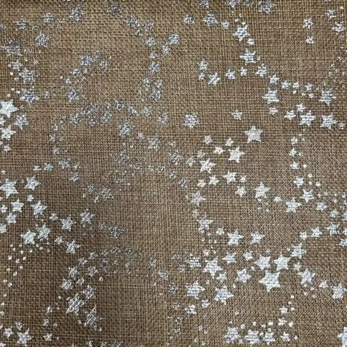 Stoff Juteoptik Sterneregen silbern Großhandel