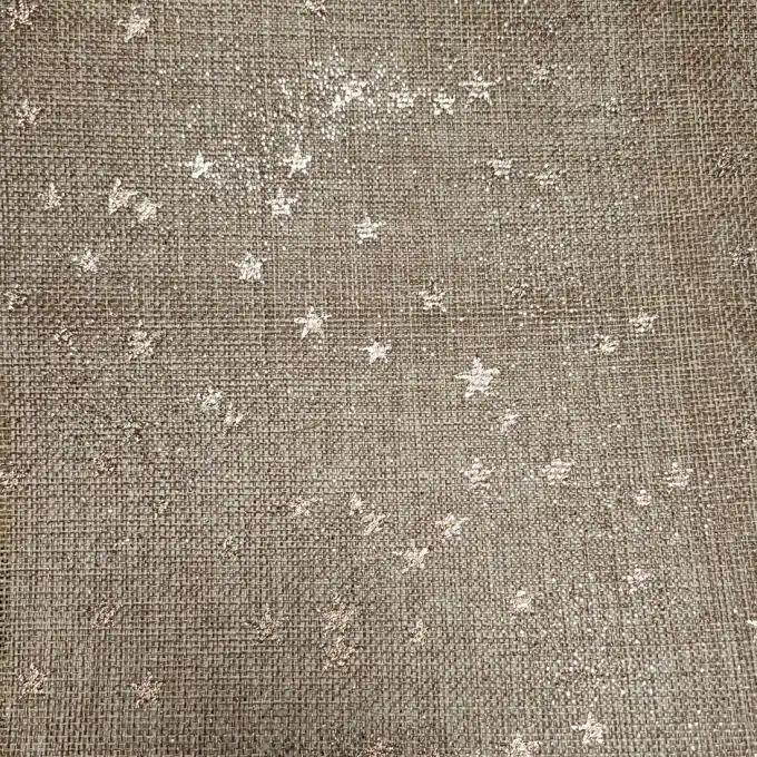 Highlight Stoff Juteoptik Sterne silbern