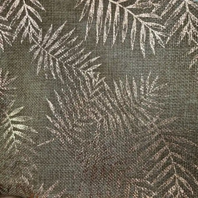 Sichere Zahlung Stoff Juteoptik Palmen bronze