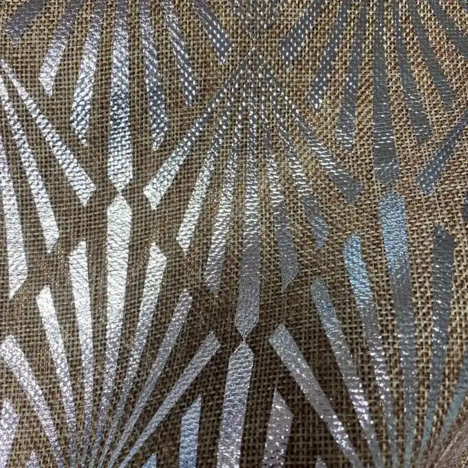 Neue Ware Stoff Juteoptik Rauten silbern