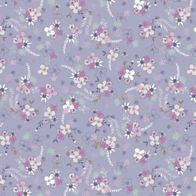 Baumwolljersey Blumen flieder Sichere Zahlung