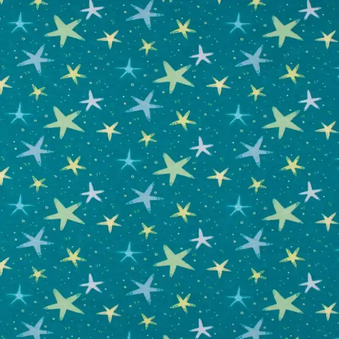 Baumwolljersey Seestern türkis Solange Der Vorrat Reicht
