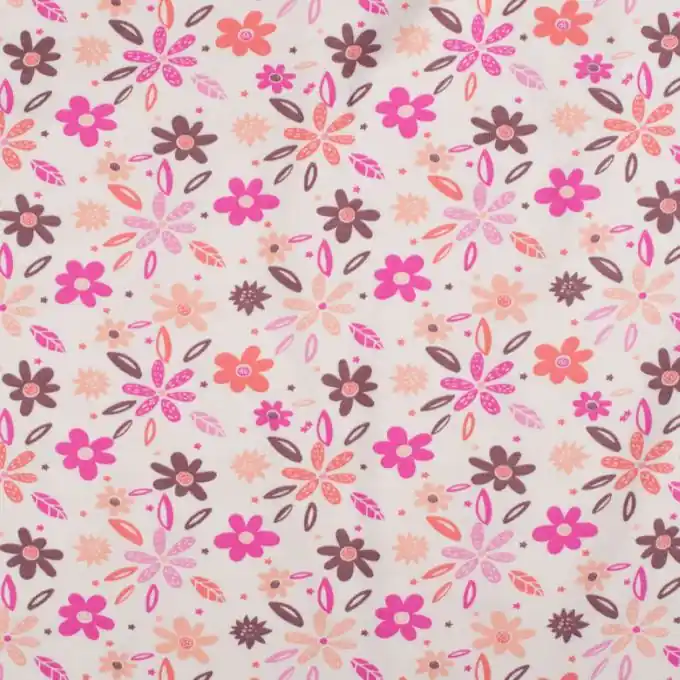 Neu Im Sortiment Baumwolljersey Retro Blumen koralle rosa