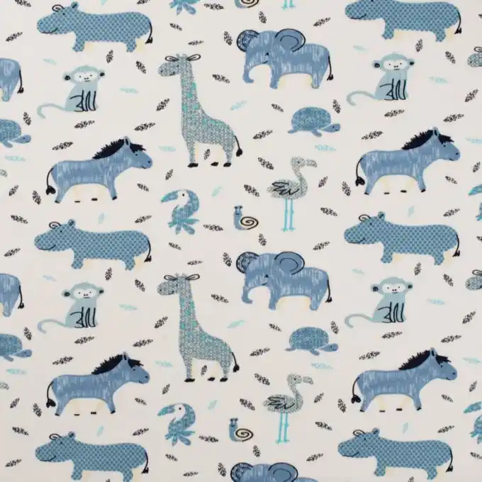 Jersey-Stoff Tiermotive Savanne Blau Baumwolle 150cm Jetzt Bestellen