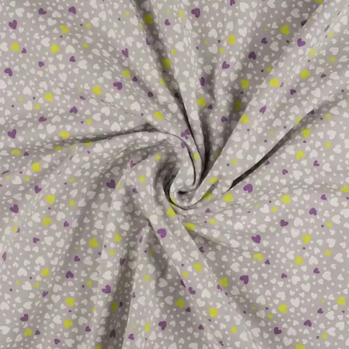 Versand Am Gleichen Tag Baumwolljersey kleine Herzen grau