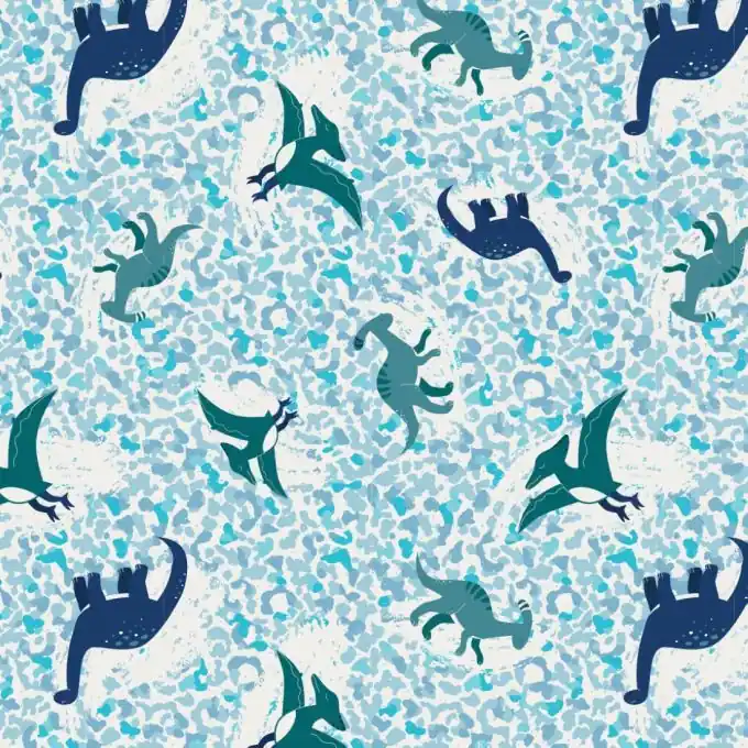 Dino-Druck Baumwolljersey 150cm Breite Blau Geprüft