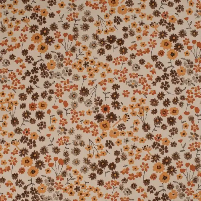 Wochenendangebot Jersey-Baumwollstoff Blumen Orange/Sand 150cm Breite