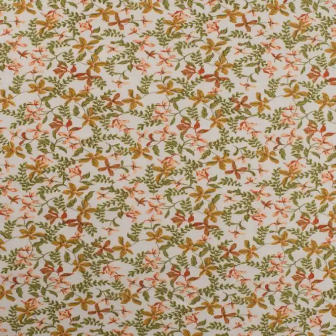 Günstig Baumwolljersey Blumen Ocker