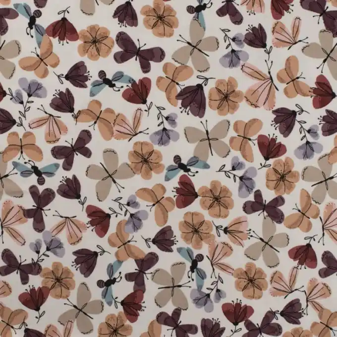 Solange Der Vorrat Reicht Baumwoll-Jersey Terra mit Großem Schmetterling 150cm