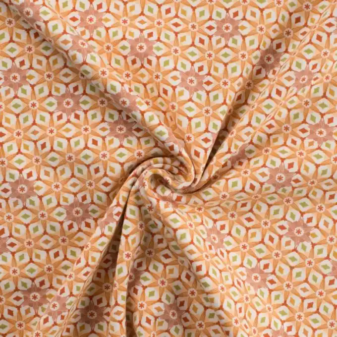 Neue Ware Jersey Baumwolle Blumen Orange