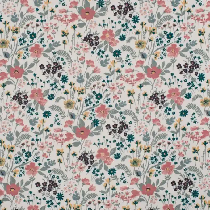 Im Trend Jersey-Baumwollstoff Blumengarten Graublau 150cm