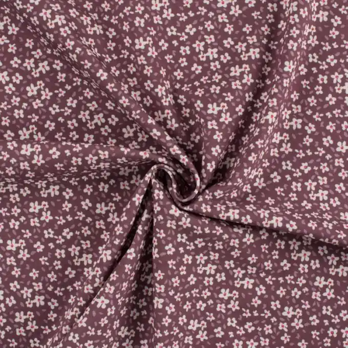 Neue Kollektion Jersey Baumwolle kleine Blumen malve