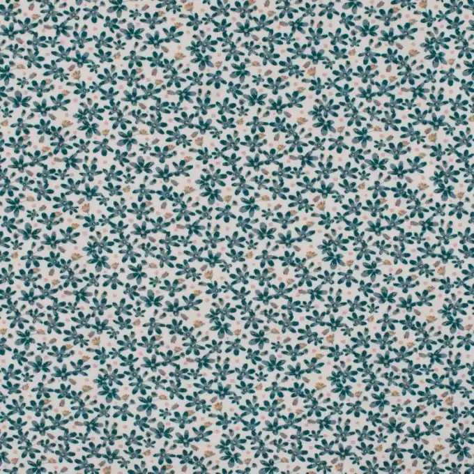 Solange Der Vorrat Reicht Baumwolljersey kleine Blumen Blau