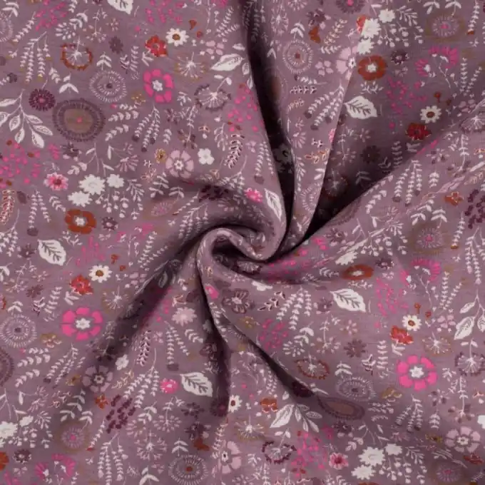 Jersey Baumwolle Mix Blumen Malve Sichere Zahlung