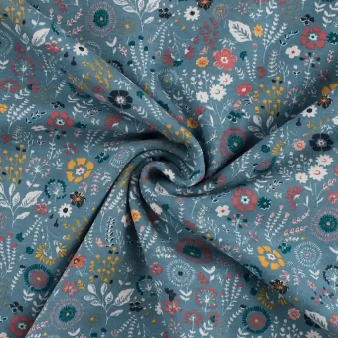 Must-Have Jersey Baumwolle Blumen blau