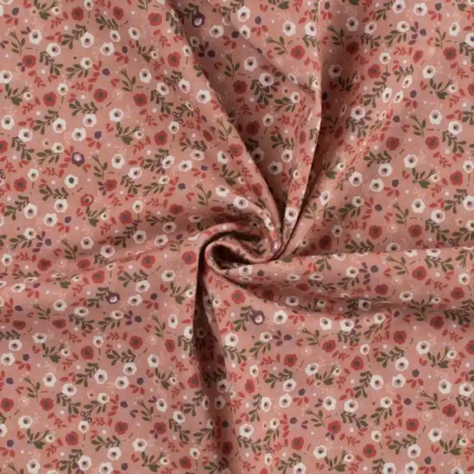 Baumwolljersey Blumen Terrakotta Billig