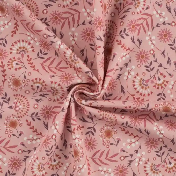 Jersey Baumwolle Sommerblumen rosa Markenware