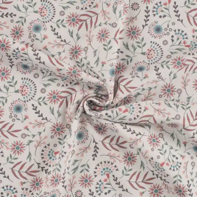 Jersey Baumwolle Sommerblumen Weiß Angebot