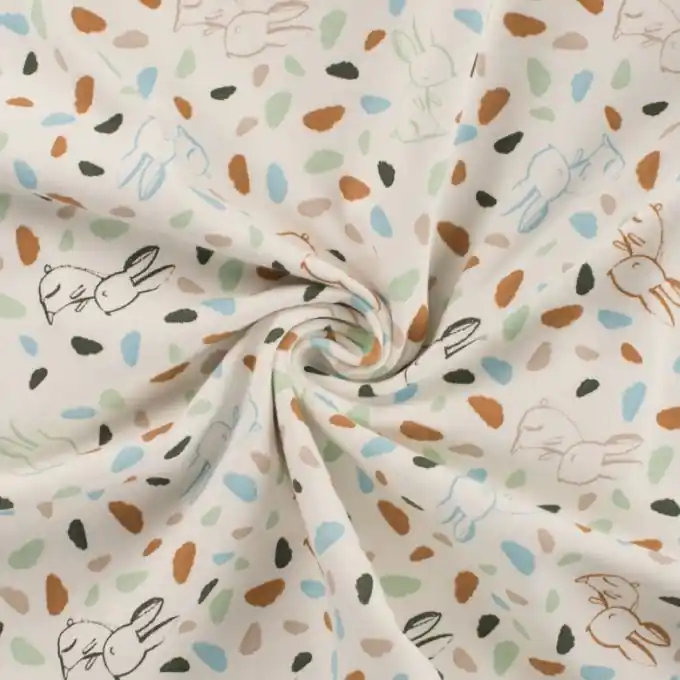 Jersey Baumwolle Hase mint terrakotta Gleich Bestellen