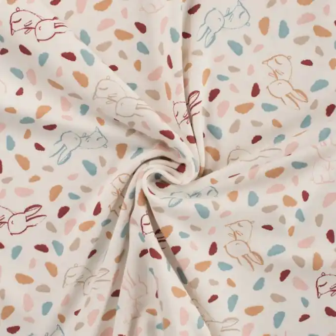 Jersey Baumwolle Hase terrakotta blau Sonderangebot