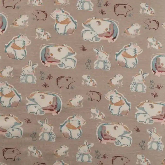 Baumwolljersey Bären braun Highlight