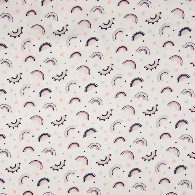 Baumwollpopeline Kinder Regenbogen Weiß 150cm Echt