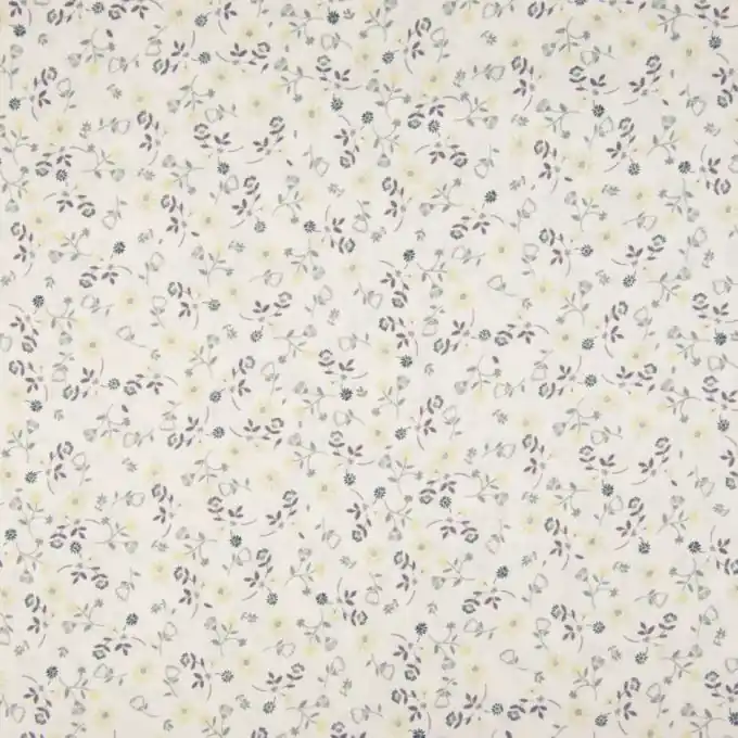 Popeline Baumwolle Jardin Fleuri Grau Weiß Kracherpreis