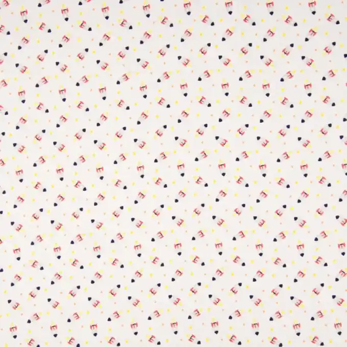 Baumwoll-Popeline Weiß mit kleinen Raketen 150cm Breite Neue Ware